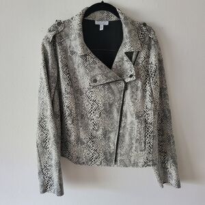 Sofia Jeans Sofia Vergara Snakeskin Print Women's Large Moto Jacket Full Zip